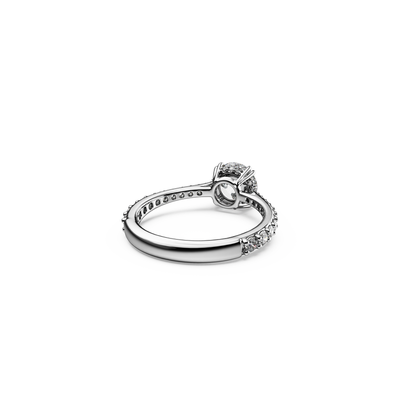 swarovski stilla cocktail ring  round cut  pav   white  silver tone finish