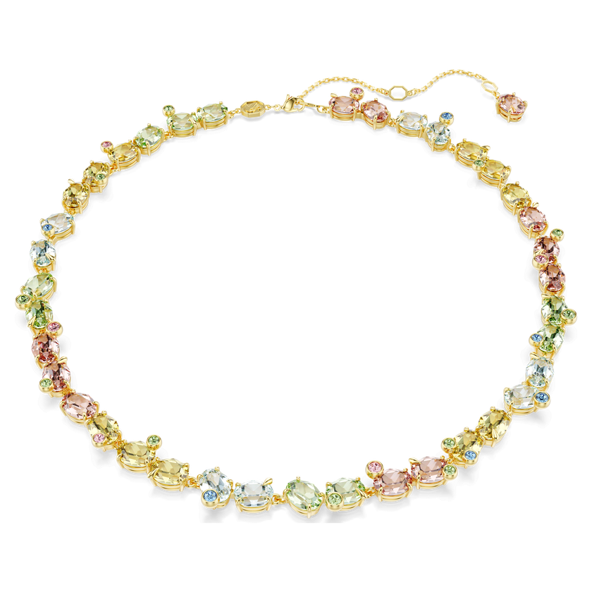 swarovski gema necklace  mixed cuts  multicolored  18k gold finish