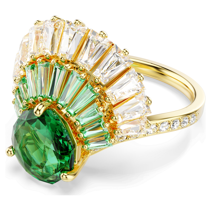 swarovski idyllia ring  mixed cuts  shell  green  gold tone plated