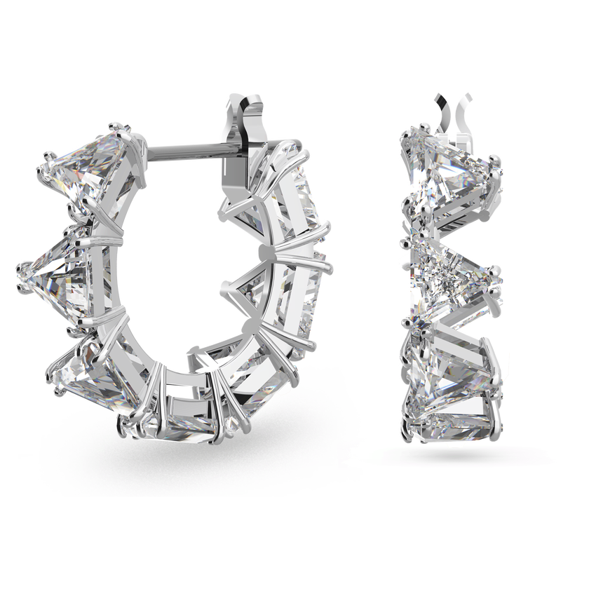 swarovski matrix hoop earrings  white  rhodium plated