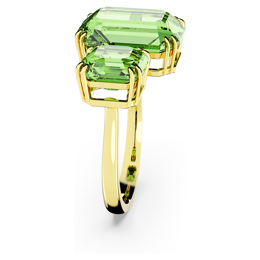 swarovski millenia open ring  octagon cut  green  18k gold finish