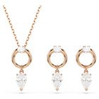 swarovski mesmera set  pear cut  round cut  white  rose gold tone plated