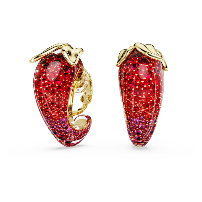 swarovski أقراط بمشبك idyllia، لون أحمر، طلاء باللون الذهبي