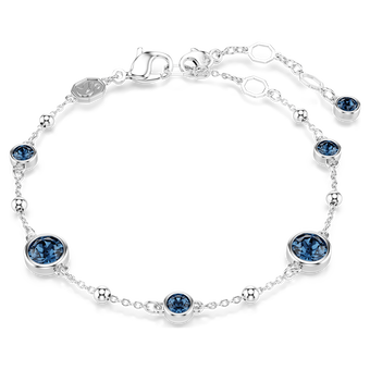 swarovski imber bracelet  round cut  blue  rhodium plated