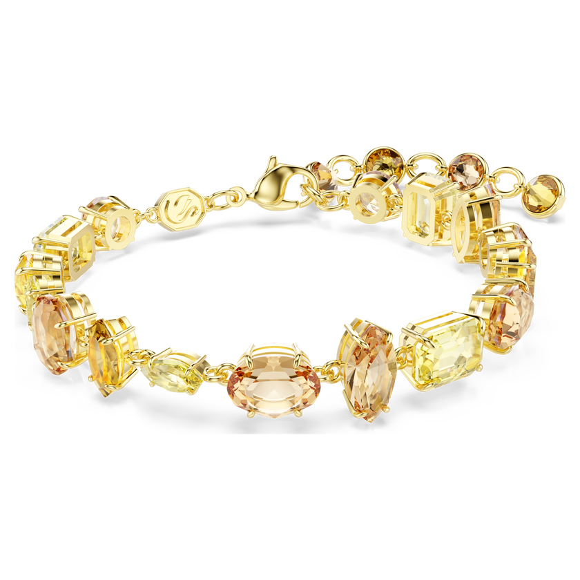 swarovski gema bracelet  mixed cuts  yellow  gold tone plated