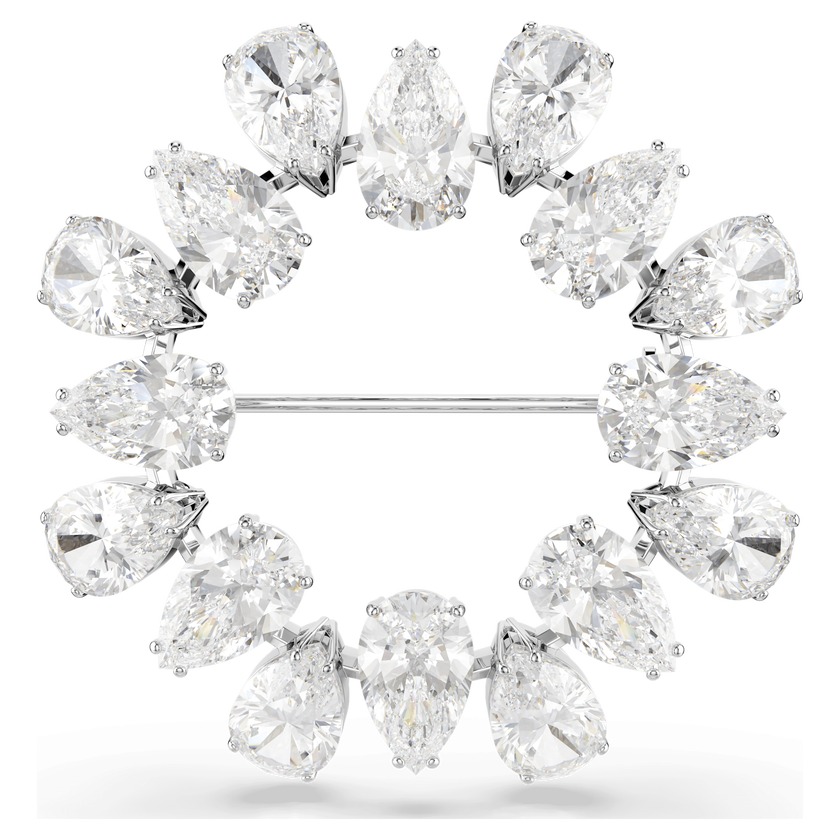 swarovski matrix brooch  pear cut  white  rhodium plated