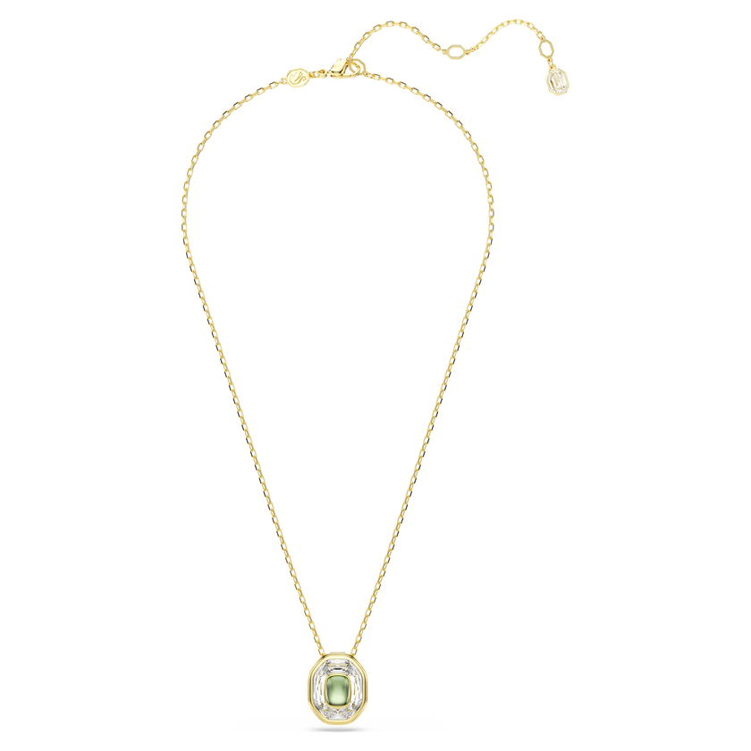 swarovski chroma pendant  octagon cut  green  gold tone plated