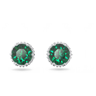 Birthstone earrings, May, Green, Rhodium plated
