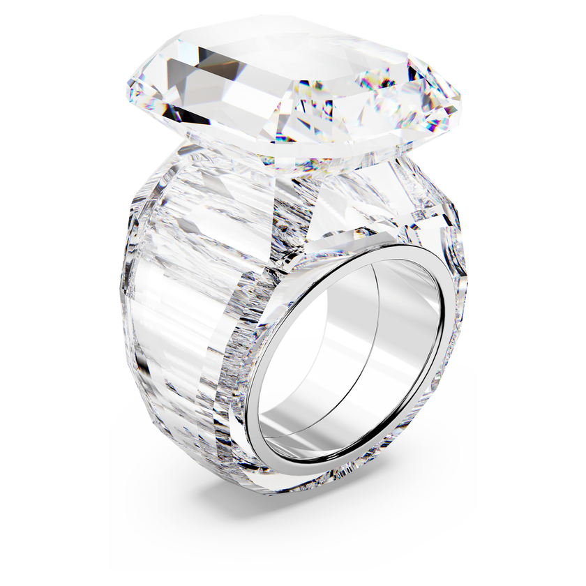 swarovski lucent cocktail ring  octagon cut  white
