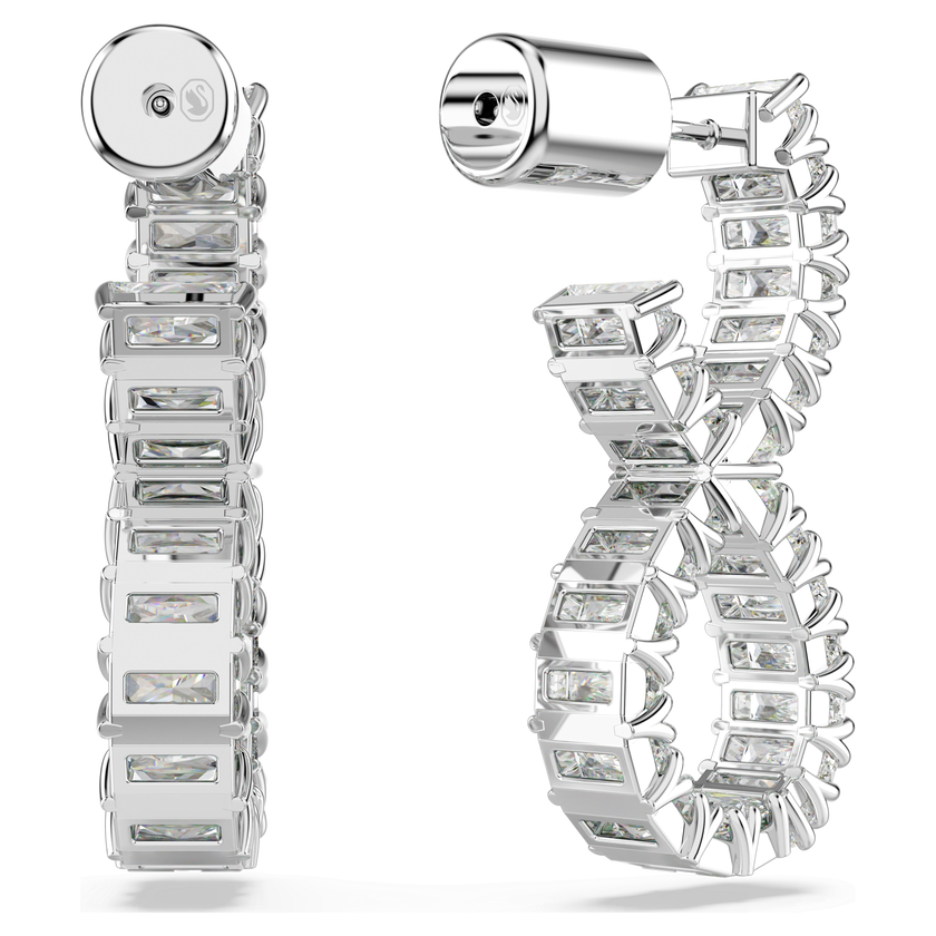 swarovski hyperbola hoop earrings  infinity  white  rhodium plated