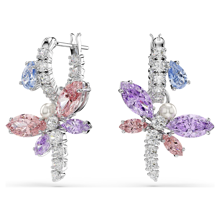 أقراط متدلية ariana grande x swarovski، قطع متنوع، شكل يعسوب، ألوان متعددة، طلاء روديوم