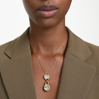 swarovski dextera pendant  mixed cuts  white  gold tone plated