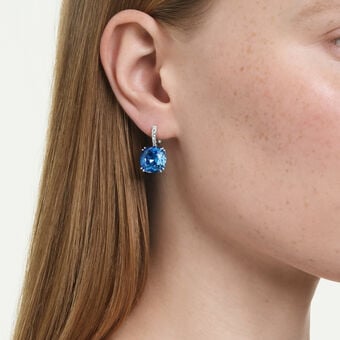 swarovski أقراط متدلية millenia، قطع الوسادة، لون أزرق، طلاء روديوم