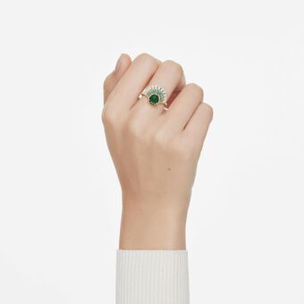 swarovski idyllia ring  mixed cuts  shell  green  gold tone plated