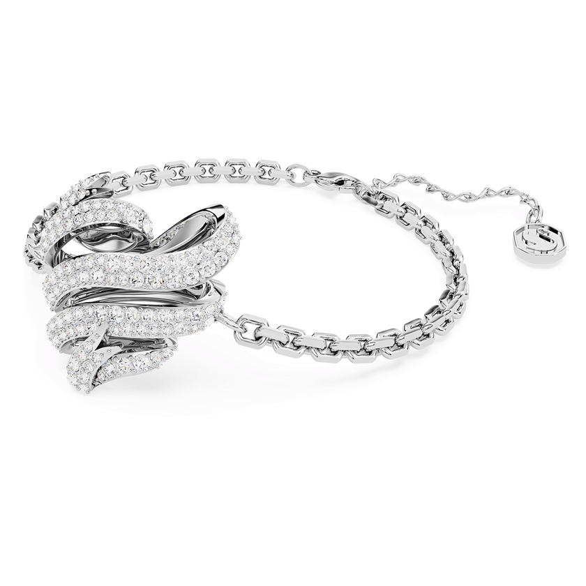 swarovski hyperbola bracelet  heart  white  rhodium plated