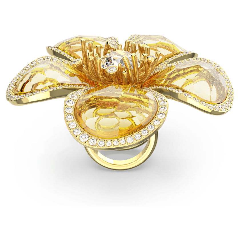 swarovski florere cocktail ring  flower  yellow  gold tone plated