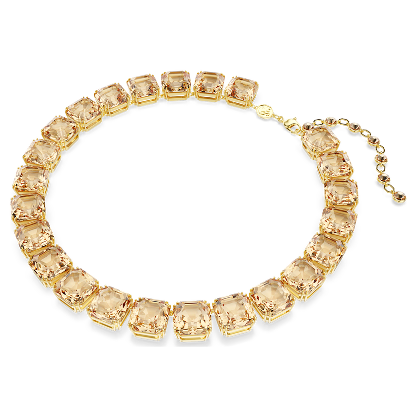 swarovski millenia necklace  octagon cut  caramel  18k gold finish