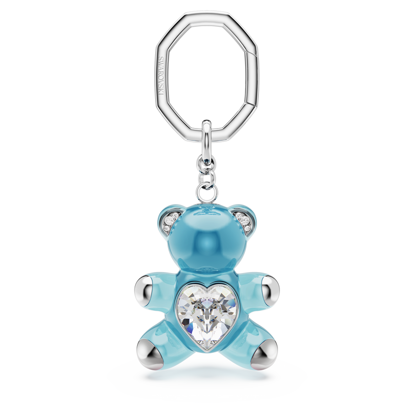 swarovski teddy key ring  bear  blue  rhodium plated