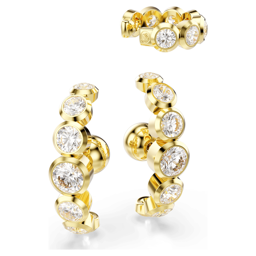 swarovski حلية للأذن imber، طقم  3 قطع ، قطع مستدير، لون أبيض، طلاء باللون الذهبي