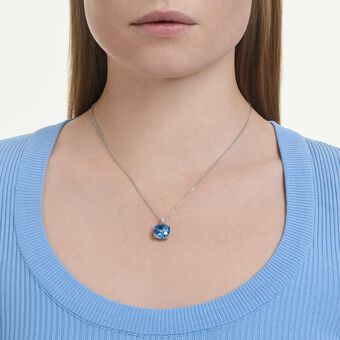 swarovski millenia pendant  cushion cut  blue  rhodium plated