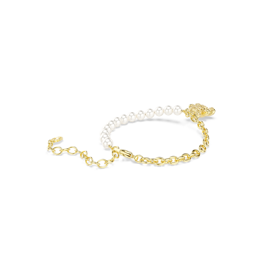swarovski idyllia bracelet  crystal pearl  round cut  teddy  gold tone  18k gold finish