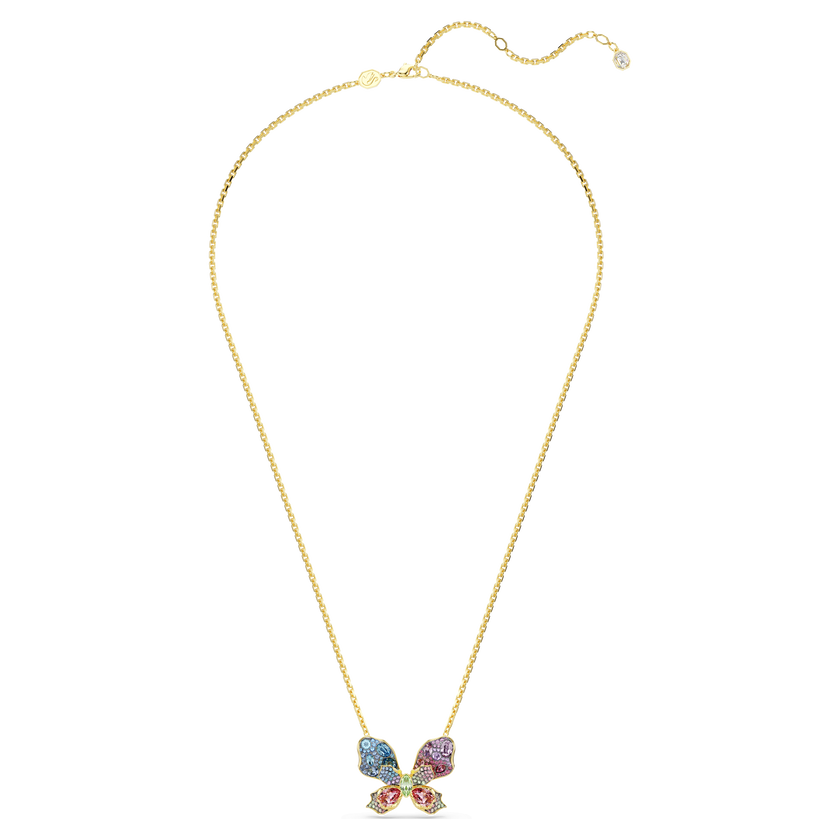 swarovski idyllia pendant and brooch  mixed cuts  pav   butterfly  multicolored  mixed metal finish
