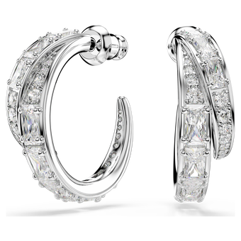 swarovski vienna hoop earrings  mixed cuts  white  rhodium plated