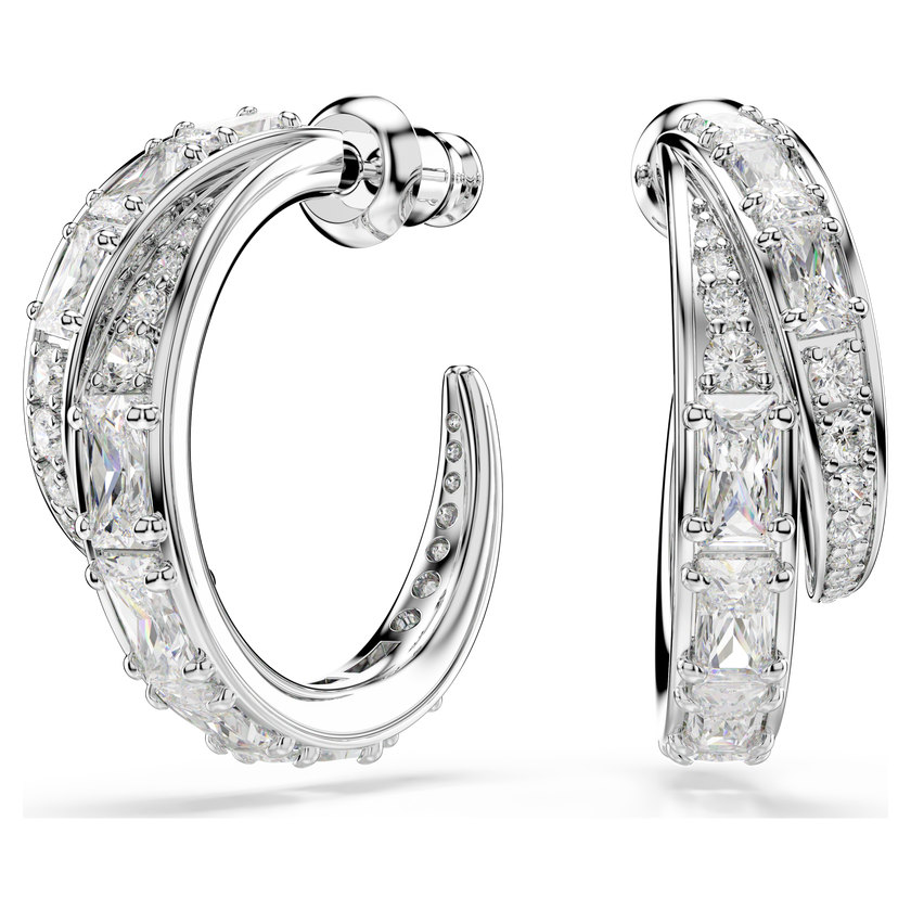 swarovski vienna hoop earrings  mixed cuts  white  rhodium plated