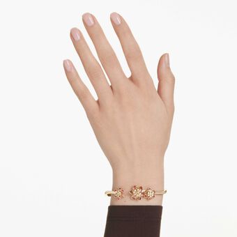 swarovski أسورة idyllia، قطع متنوع، شكل زهرة، ألوان متعددة، طلاء باللون الذهبي الوردي