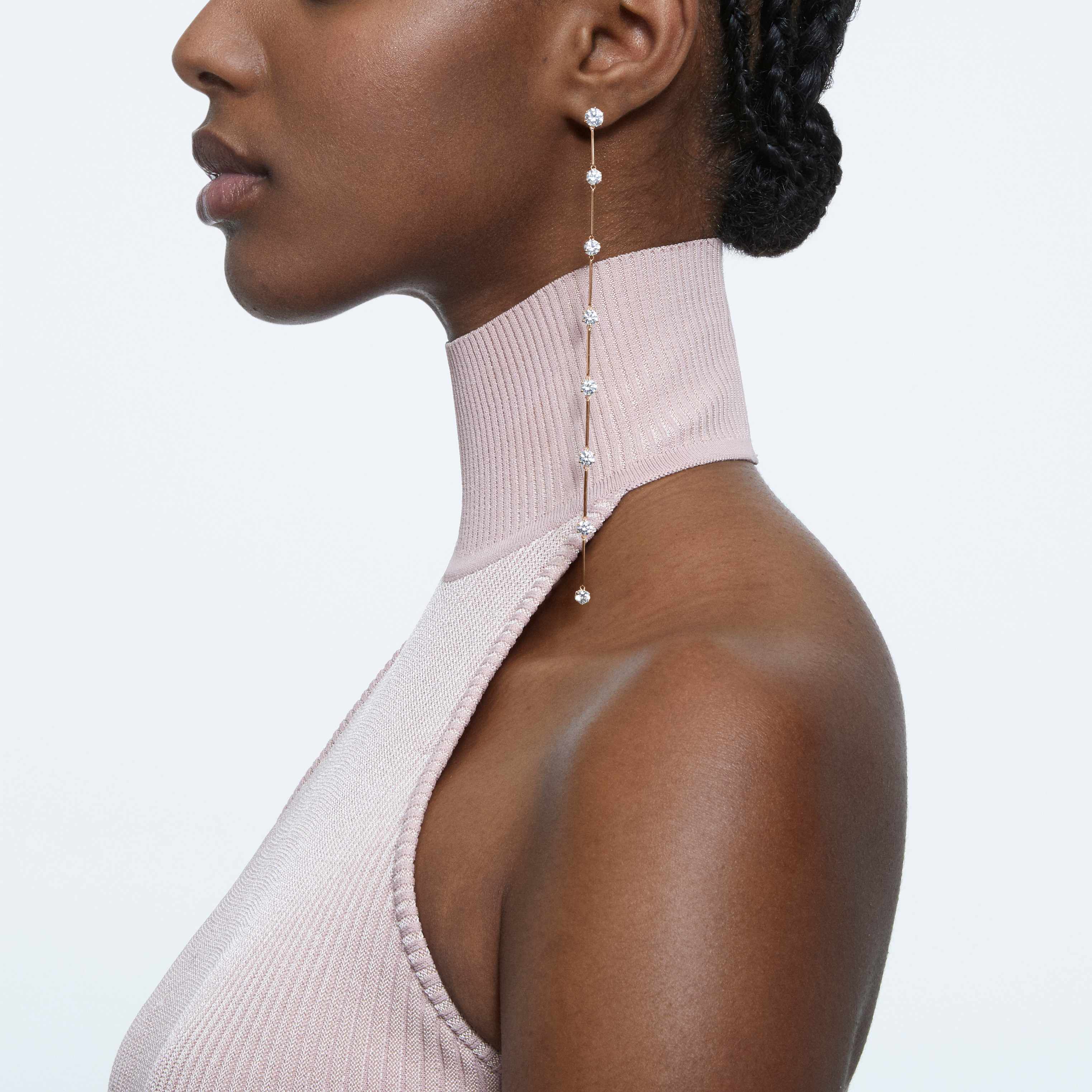 Buy Swarovski Constella earrings Asymmetrical White Rose gold tone plated