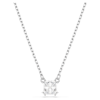 swarovski stilla attract pendant  square cut  white  rhodium plated