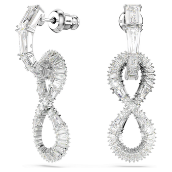 swarovski hyperbola drop earrings  infinity  white  rhodium plated