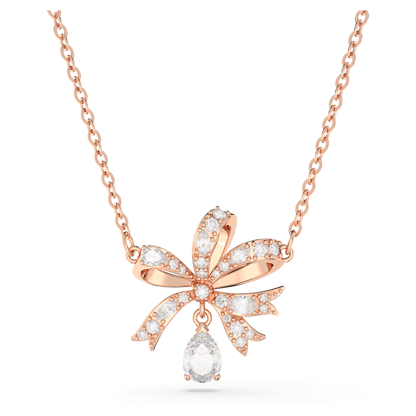 swarovski hyperbola necklace  bow  small  white  rose gold tone plated