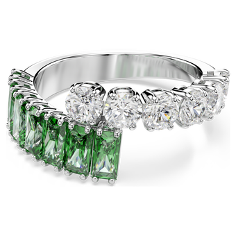 swarovski matrix ring  mixed cuts  green  rhodium plated