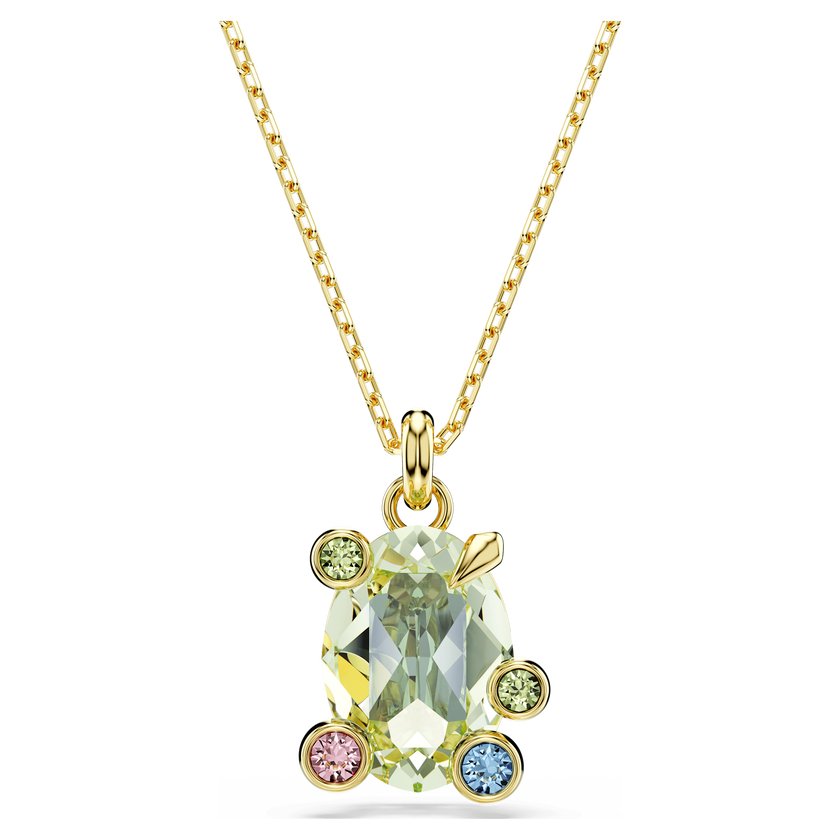 swarovski gema pendant  mixed cuts  multicolored  gold tone plated