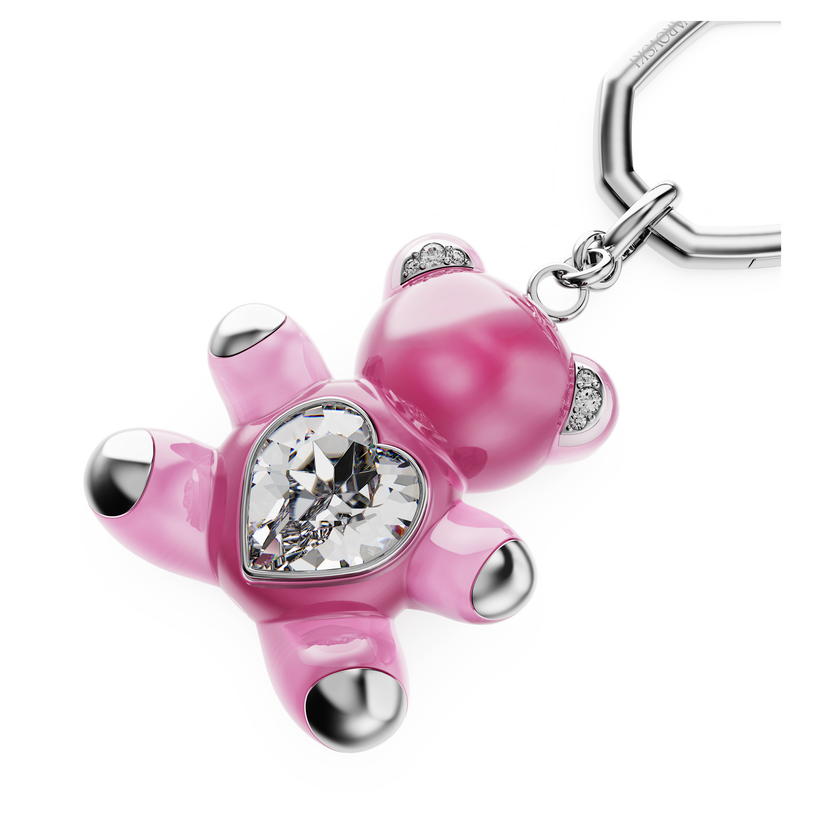 swarovski حلقة المفاتيح teddy، شكل دب، لون وردي، طلاء روديوم