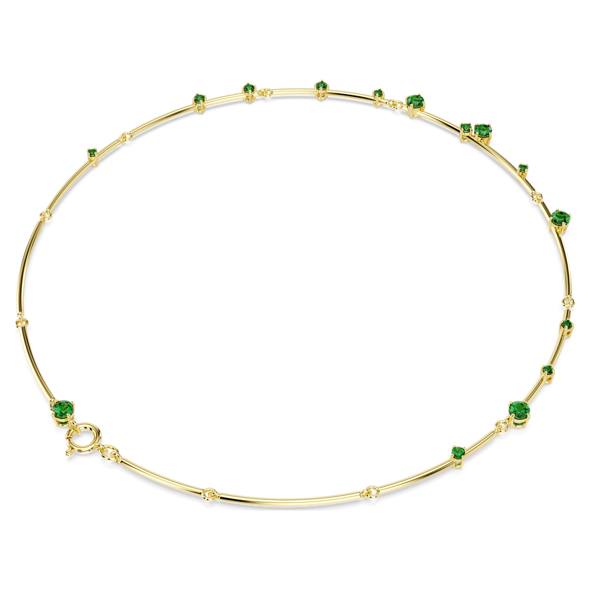 swarovski constella necklace  mixed round cuts  green  gold tone plated