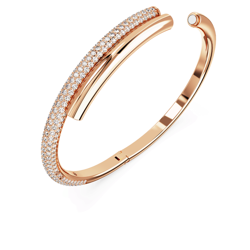 swarovski dextera bangle  magnetic closure  white  18k rose gold finish
