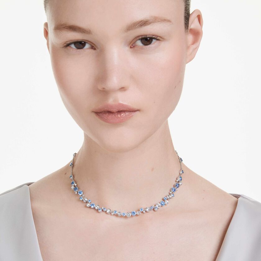 swarovski عقد constella، قطع متنوع، لون أزرق، طلاء روديوم