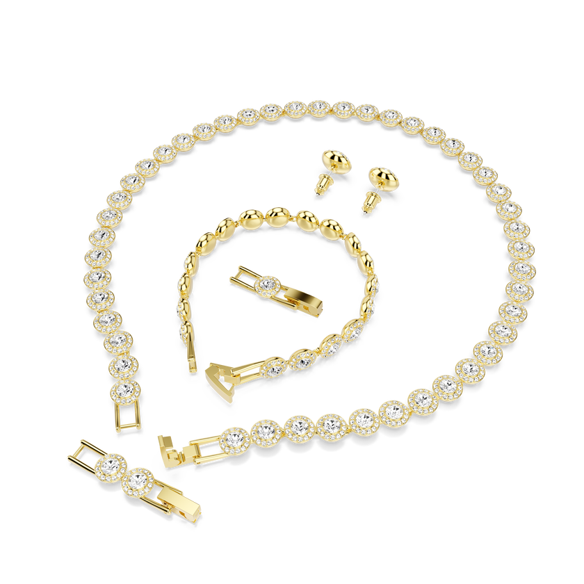 swarovski طقم una angelic، طقم من 3 قطع، قطع مُستدير، لون أبيض، لمسة نهائية من الذهب عيار 18 قيراط