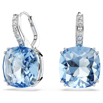 swarovski أقراط متدلية millenia، قطع الوسادة، لون أزرق، طلاء روديوم