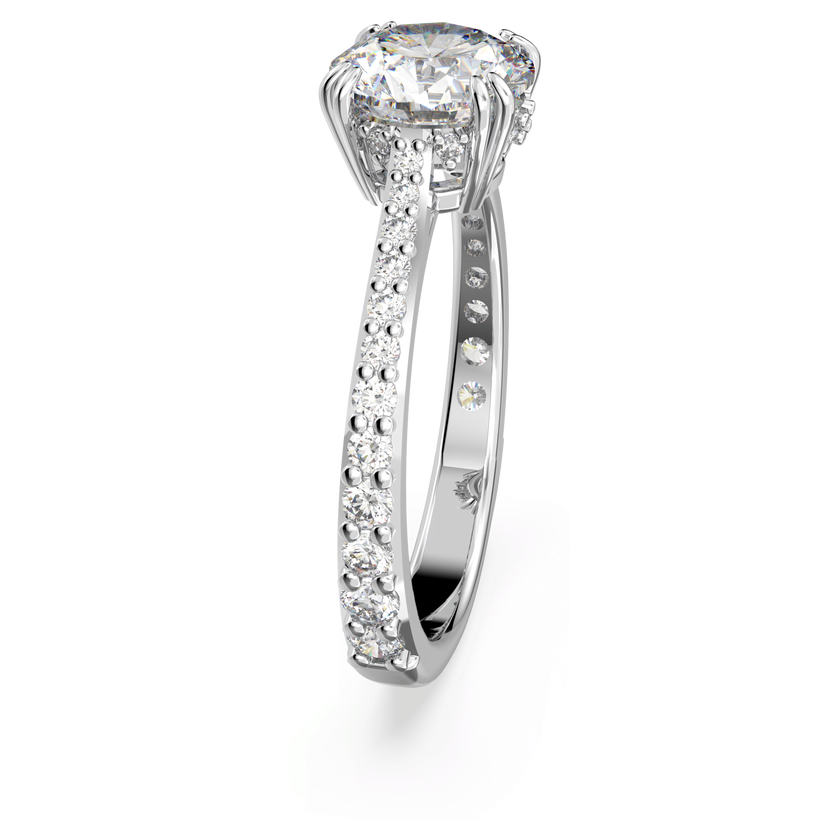 swarovski stilla cocktail ring  round cut  pav   white  rhodium plated