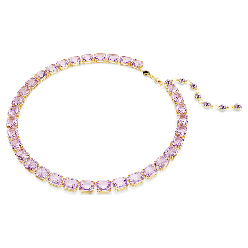 swarovski millenia necklace  octagon cut  purple  18k gold finish