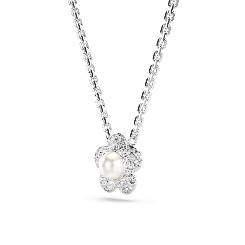 ariana grande x swarovski pendant  round cut  flower  white  rhodium plated