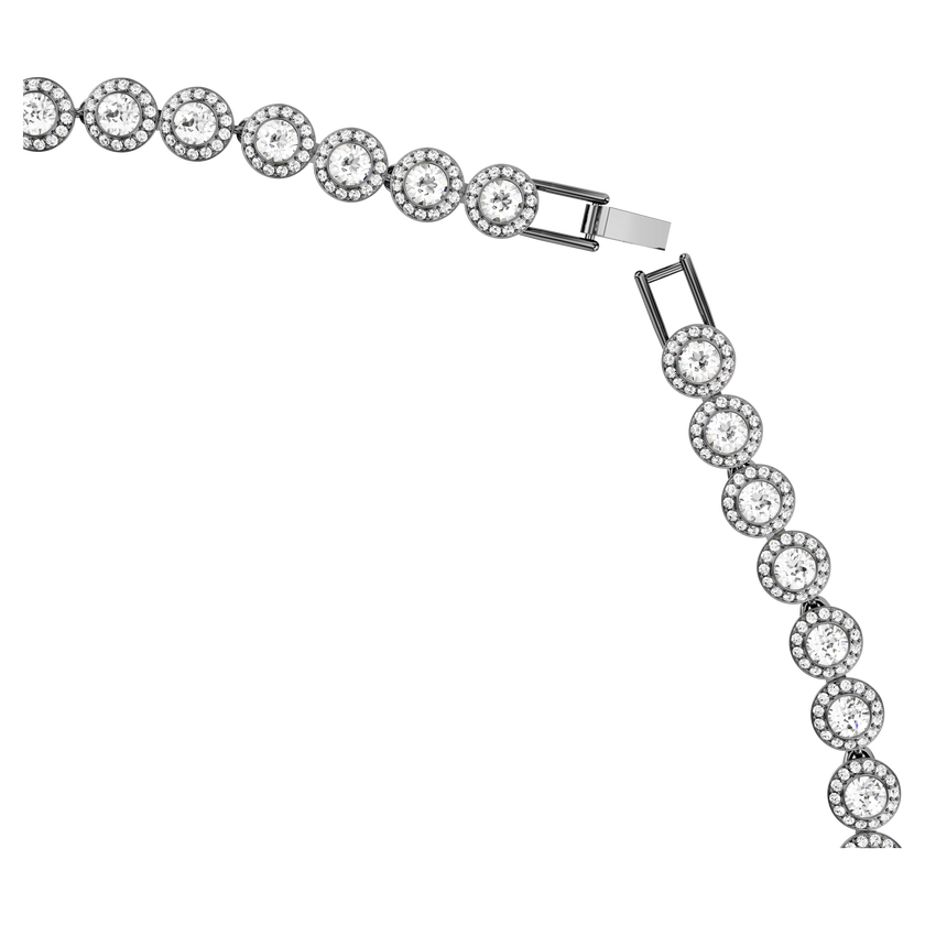 swarovski una necklace  round cut  long  white  ruthenium plated