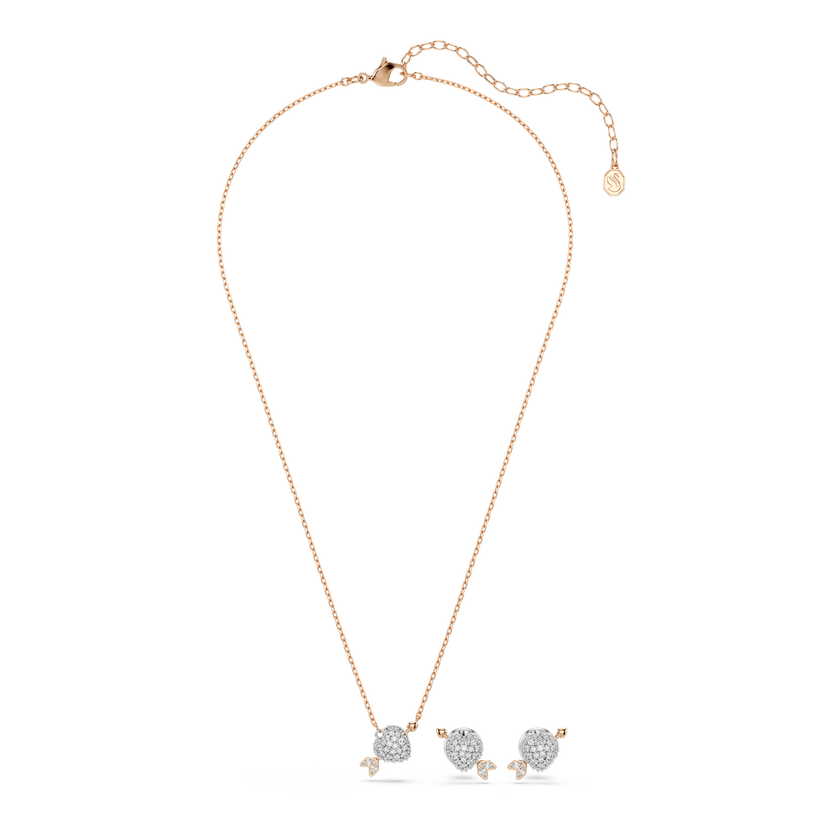 swarovski idyllia set  mixed cuts  heart with arrow  white  rose gold tone plated