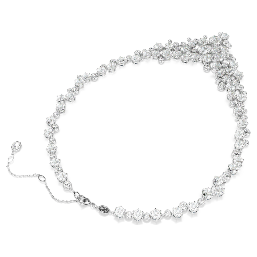 swarovski constella necklace  mixed cuts  clasp  white  rhodium plated