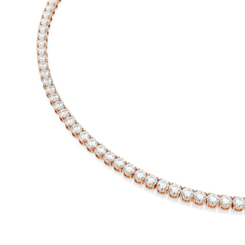 swarovski matrix tennis necklace  round cut  white  18k rose gold finish