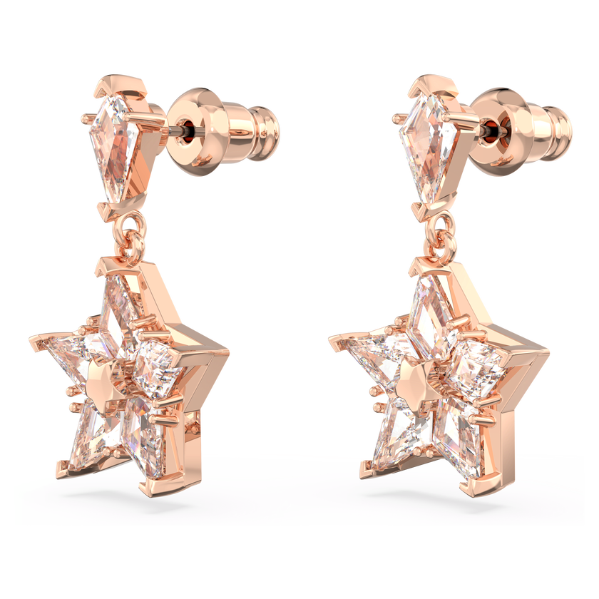 swarovski stella drop earrings  kite cut  star  white  rose gold tone plated