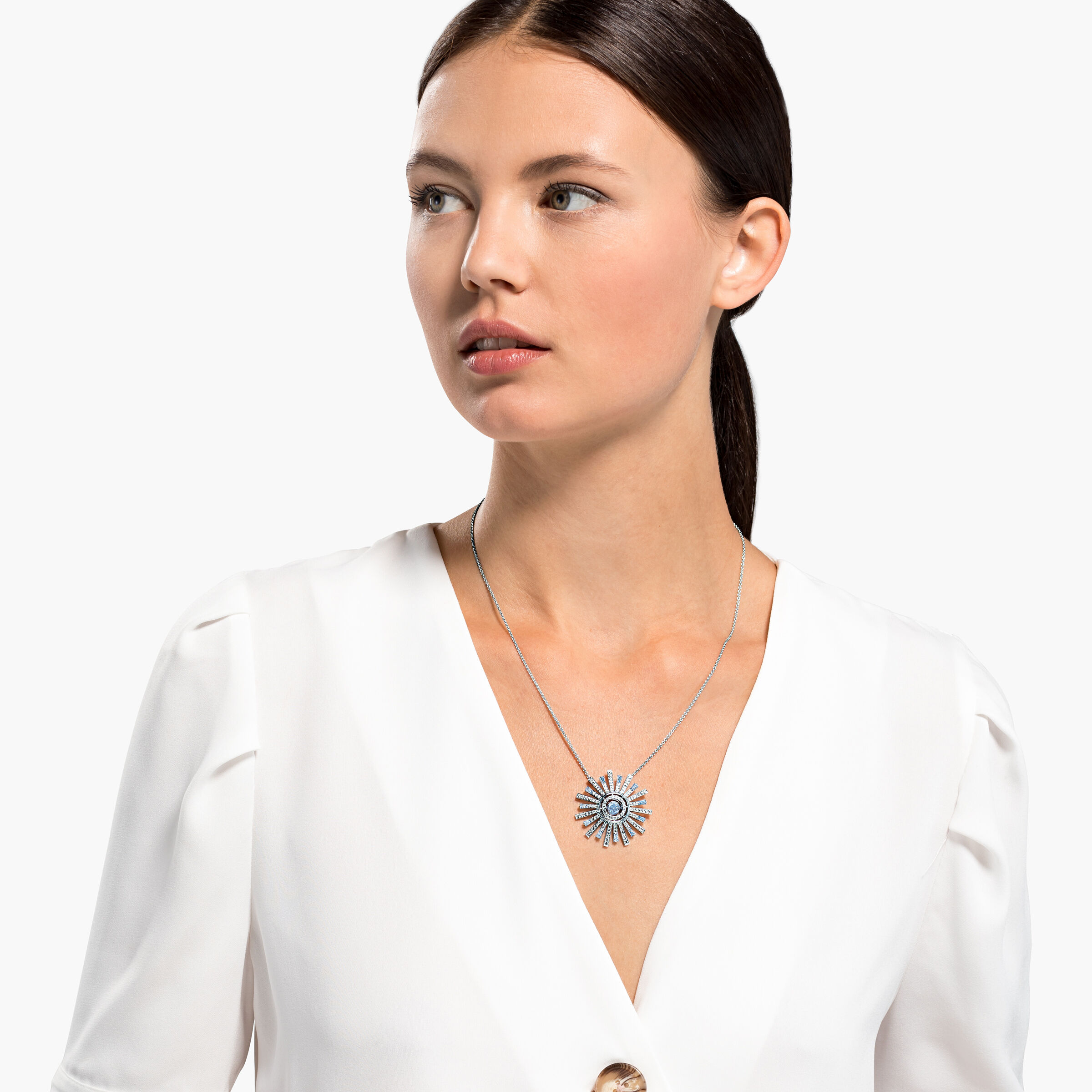 Buy Swarovski Sunshine Necklace Blue Rhodium plated
